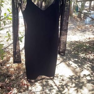 FOREVER 21 NECK MESH LONG SLEEVE BODYCON DRESS SIZE SMALL